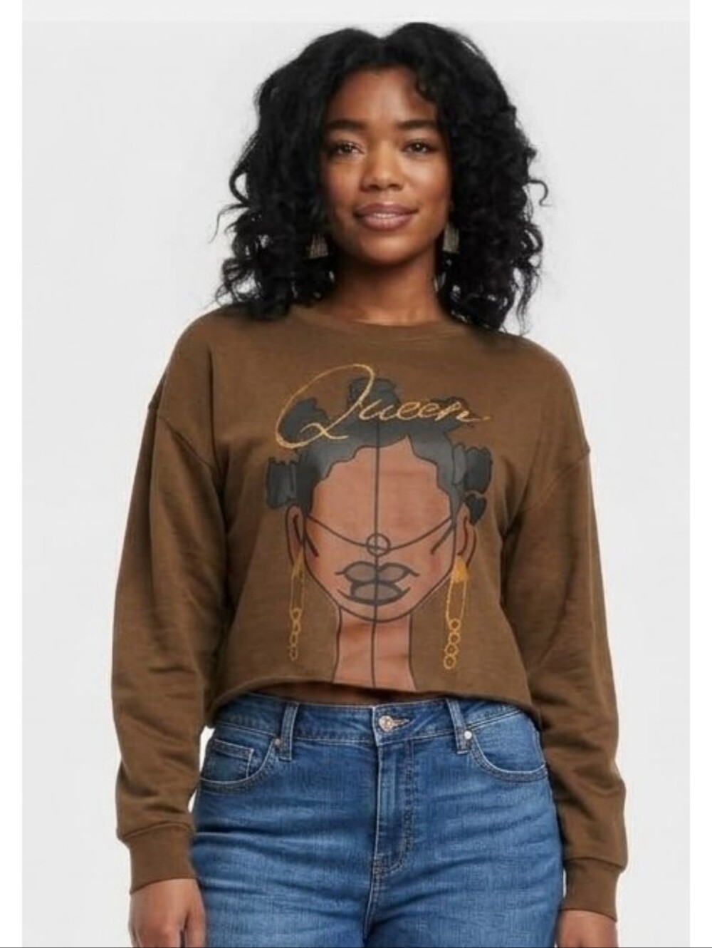 Legendary Rootz Cropped Sweatshirt Brown Size S